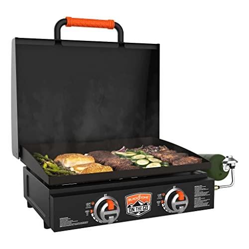 22 Inch Blackstone Griddle with Lid, Nonstick Tabletop Gas Griddle Outdoor Combo with Blackstone Seasoning and Conditioner, Wholesalehome Cloth, and Reusable Gloves Included - CookCave