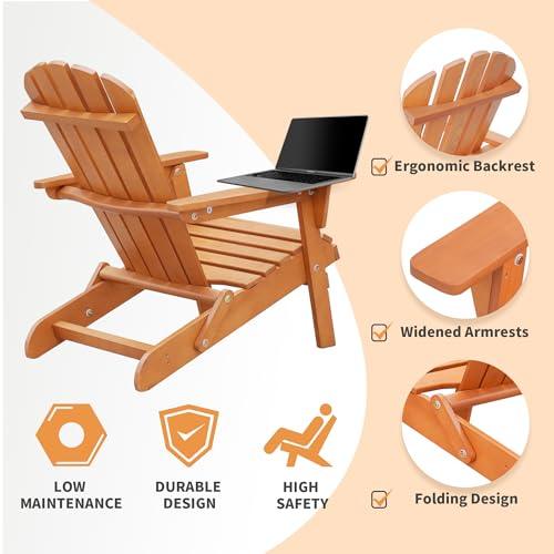 Wood Adirondack Chair Outdoor Chairs Patio Chairs Lawn Chair Wooden Patio Folding Chair for Outside Porch Chair Fire Pit Chairs for Garden Backyard Pool Balcony Lounge Wood Outdoor Patio Furniture - CookCave