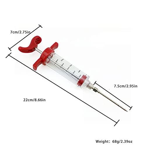 Magik 1-2 Pack Plastic Food Marinade Injector Syringe Screw-on Meat Needle BBQ (Red, 2 Pack) - CookCave