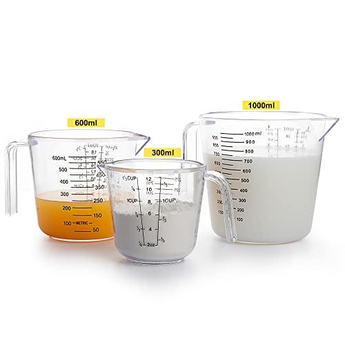 Measuring Cups Set, Liquid Measuring Cups For 3 For Kitchen - BPA Free Plastic Set with Spout Multiple Measurement Scales (Clear) - CookCave