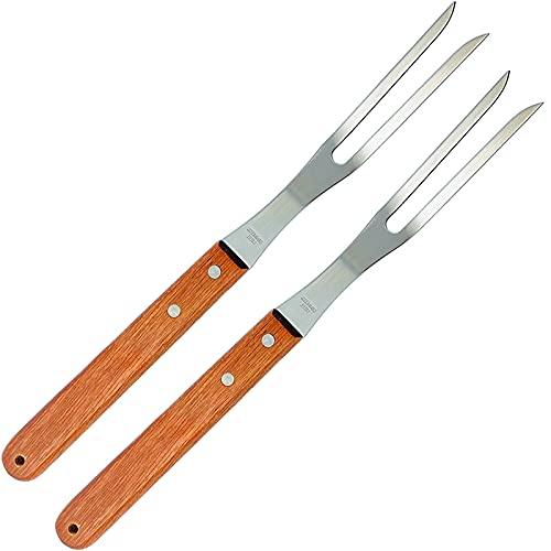 VOJACO Carving Fork, Meat Fork (2 Pack), 13 Inch Cooking Forks with Wooden Handle, Heavy Duty Stainless Steel BBQ Fork, Long Metal Chef Kitchen Forks for Barbecue, Serving, Cooking, Grilling, Roasting - CookCave