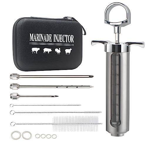 Uironly Meat Injector BBQ Injection Kit, Marinade Cajun Seasoning Flavor Syringe Injector for Cooking Grill Smoker Barbecue in Chicken Turkey Beef with 3 Syringe Needles, User Manual, E-Book - CookCave