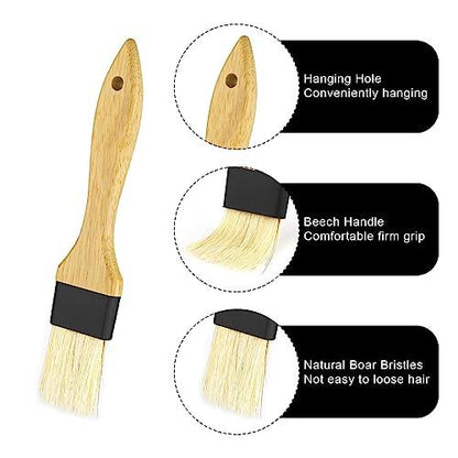 Pastry Basting Brushes, 2PCS Oil Brushes Boar Bristle Brushes BBQ Brushes for Sauce BBQ Basting Brush Kitchen Brush for Oil Egg Spread Marinade Sauce, Black (2 Specifications) - CookCave