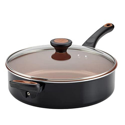 Farberware Glide Ceramic Nonstick Saute Pan / Frying Pan / Fry Pan with Lid and Helper Handle - 4 Quart, Black - CookCave