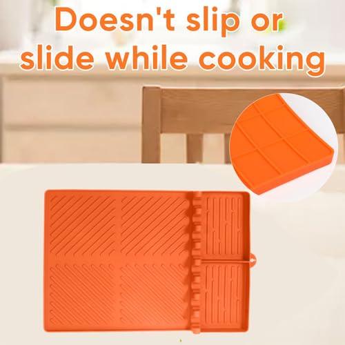 Silicone Grill Side Shelf Mat for Blackstone BBQ Grill, 3 in 1 Silicone Spatula Mat with Drip Pad,Large Silicone Utensil Rest for Multiple BBQ Grill Tools (BPA-Free & Heat Resistant & Upgraded) - CookCave