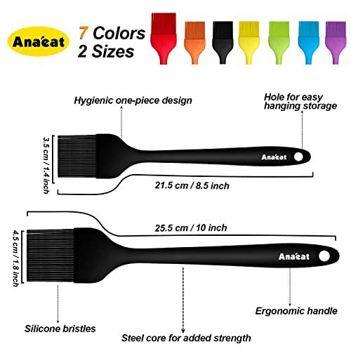 Anaeat 2 Pack Silicone Basting Pastry Brushes - Heat Resistant Brush with Soft Bristles, Hygienic One Piece Design, Marinade Brush Great in Baking for Spreading Oil Butter Sauce BBQ Grill (Black) - CookCave