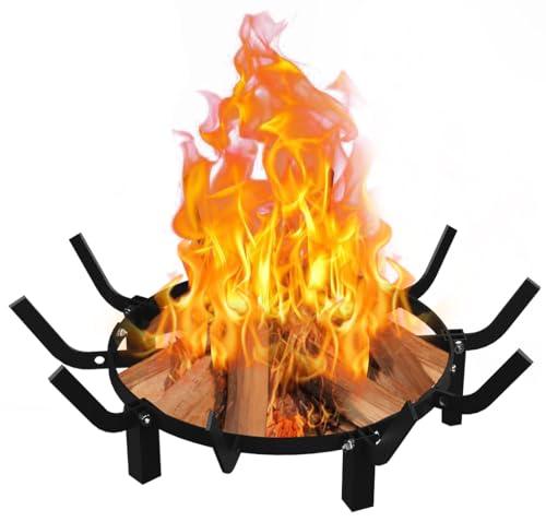 Mondazie 24 Inch Round Fire Pit Grate with 10 Bars for Firepit, Heavy Duty Firewood Log Burning Rack Holder for Fireplace Hearth Wood Stove and Outdoor Campfire, Black - CookCave