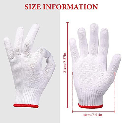 Hicarer 24 Pairs White Cotton Work Gloves Hand Knit Working Gloves Protection Gloves for BBQ Thicken Liners Gloves Industry String Safety Grip Protection Soft Gloves for Cut Repair Mechanic Gardening - CookCave