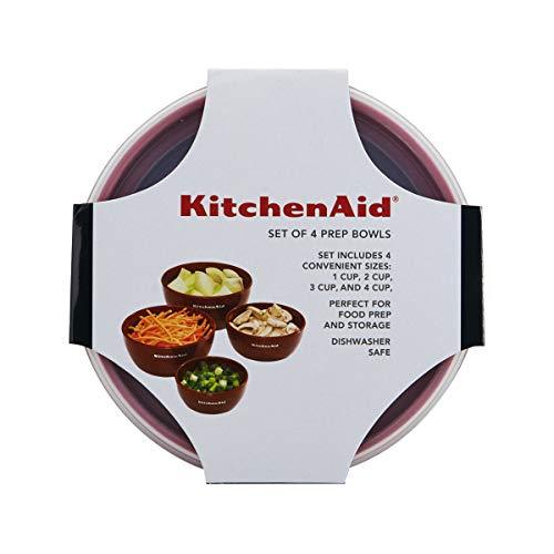 KitchenAid Classic Prep Bowls with Lids, Set of 4, Empire Red - CookCave