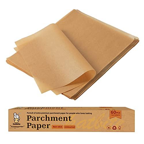 Katbite 12x16 Inch Parchment Paper Sheets, Pre cut Unbleached Baking Paper, Heavy Duty & Non-stick for Half Sheet Baking, Cooking, Grilling Wrapping Foods - CookCave