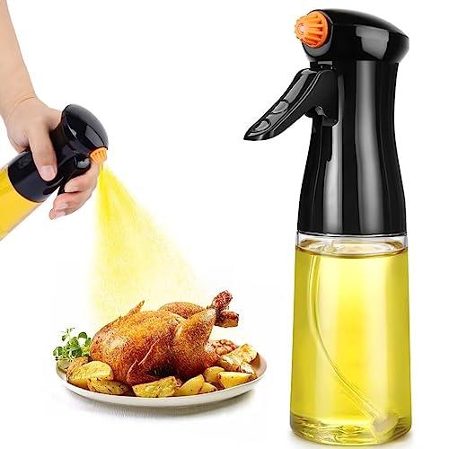 Oil Sprayer for Cooking, Upgraded Olive Oil Sprayer Bottle, Air Fryer Accessories, Oil Mister 7oz/200ml Oil Vinegar Spritzer, Kitchen Gadgets for Salad, BBQ, Roasting (Black) - CookCave