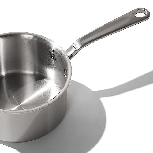 Made In Cookware - 2 Quart Stainless Steel Saucepan with Lid - 5 Ply Stainless Clad Sauce Pan - Professional Cookware - Made in Italy - Induction Compatible - CookCave