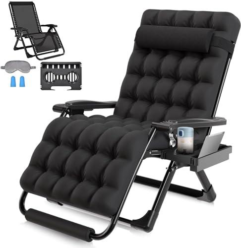 ZENPETIO Oversized Zero Gravity Chairs XXL, Adjustable Zero Gravity Lawn Chair with Larger Seat, Lounge Chair with Cushion Cup Holder, Ergonomic Design for Relax, Support 500LBS - CookCave