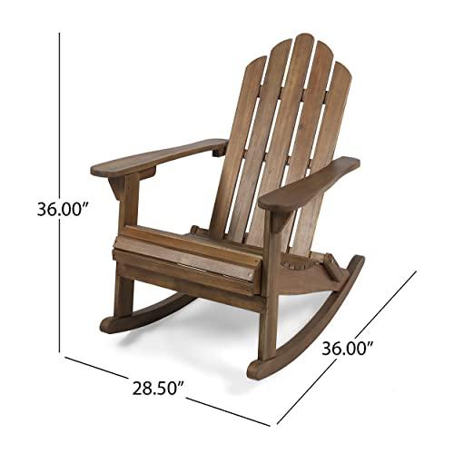 Christopher Knight Home Cara Outdoor Adirondack Acacia Wood Rocking Chair, Dark Brown Finish - CookCave