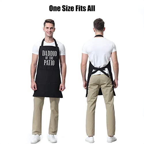 Miracu Grill Apron for Dad - Daddio of The Patio - Dad Gifts from Daughter, Son - Funny Valentines Day, Birthday Gifts for Dad, Father in Law, Step Dad, Best Dad - Dad Apron for Grilling BBQ Cooking - CookCave