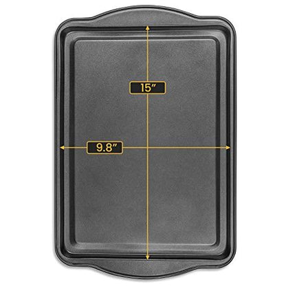 DecorRack Non-Stick Baking Sheet, 15 x 10 Inch Jelly Roll Pan and Cookie Baking Tray, Heavy Duty Bakeware For Oven (Pack of 1) - CookCave