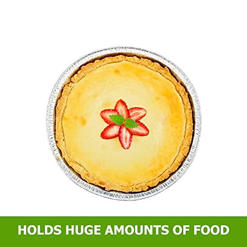 9-inch Aluminum-Foil Pie Pans with Lid – Round Disposable Heavy Duty Pans for Storing, Tart Baking, Reheating and Serving – Oven & Freezer safe - Made in USA (Pack of 20) - CookCave