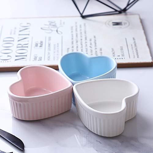 Sizikato Heart-Shaped Porcelain Souffle Dishes, Ramekins - 3.5 Inches for Souffle, Creme Brulee and Dipping Sauces - Set of 4 - CookCave