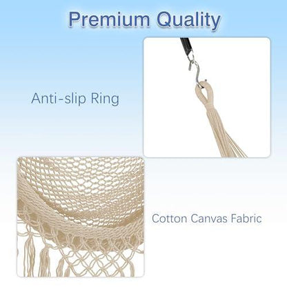 FSCGIFE Hammock Chair Large Hanging Chair Max 330 LBS Soft Cotton Rope Swing Chair for Outdoor, Indoor, Living Room, Garden, Yard (Beige) - CookCave