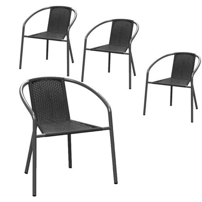 GREZJXC Modern Rattan Outdoor,Indoor Bedroom Restaurant Dining Chairs, Stackable Rattan Chairs for Patio or Drawing Room, Set of 4, Black - CookCave