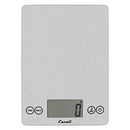 Escali Arti Glass Food Scale Digital Countertop Kitchen, Baking and Cooking Scale with Nutrition and Calorie Counter, 15-Pound Capacity, 9" x 6.5" x .75", Shiny Silver - CookCave