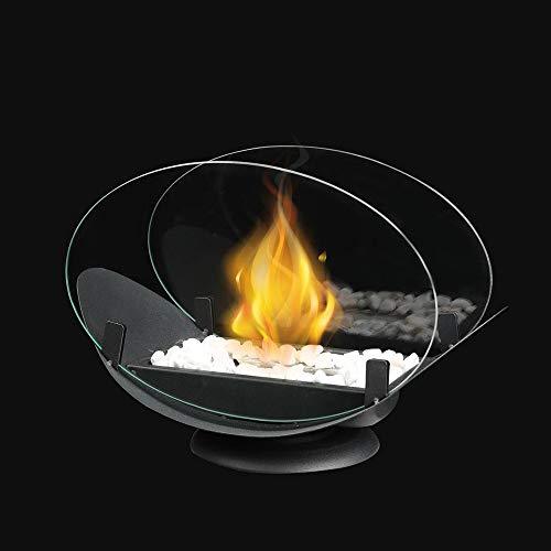 JHY DESIGN Oval Tabletop Fire Bowl with Two-Sided Glass 9.6'' High Portable Tabletop Fireplace–Clean-Burning Bio Ethanol Ventless Fireplace for Indoor Outdoor Patio Parties Events - CookCave