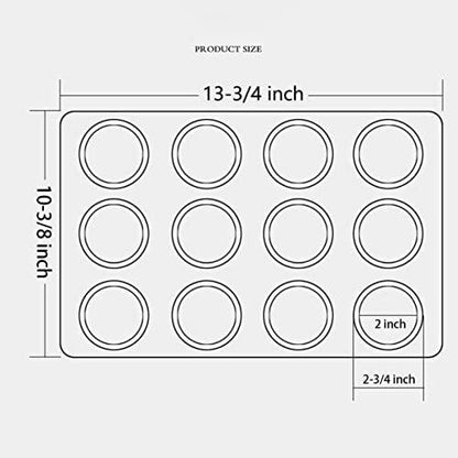 Kingrol 12-Cup Muffin & Cupcake Pans, Set of 3 Baking Pans, Non-stick Bakeware, 1.1" Deep - CookCave