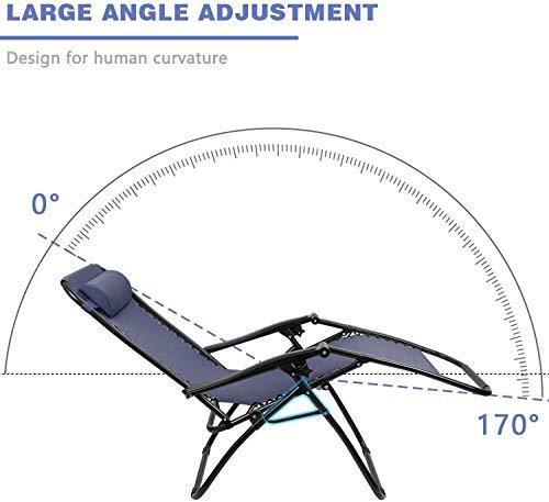 Homall Zero Gravity Chair Patio Folding Lawn Outdoor Lounge Gravity Camp Reclining Lounge Chair with Cup Holder Pillows for Poolside Backyard and Beach Set of 2 (Blue) - CookCave