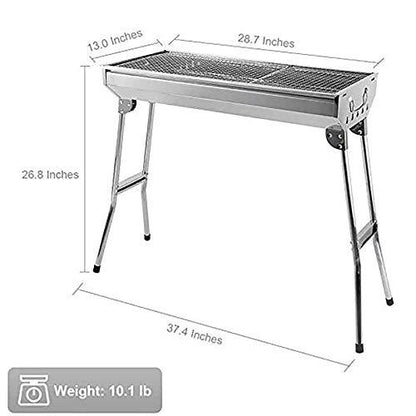 Barbecue Charcoal Grill Stainless Steel Folding Portable BBQ Tool Kits for Outdoor Cooking Camping Hiking Picnics Tailgating Backpacking or Any Outdoor Event (Large) - CookCave