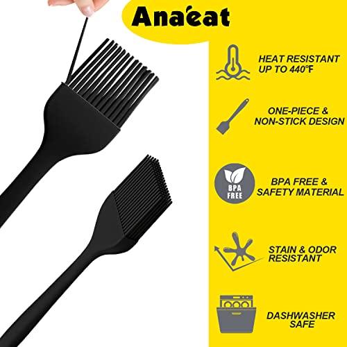 Anaeat 2 Pack Silicone Basting Pastry Brushes - Heat Resistant Brush with Soft Bristles, Hygienic One Piece Design, Marinade Brush Great in Baking for Spreading Oil Butter Sauce BBQ Grill (Black) - CookCave