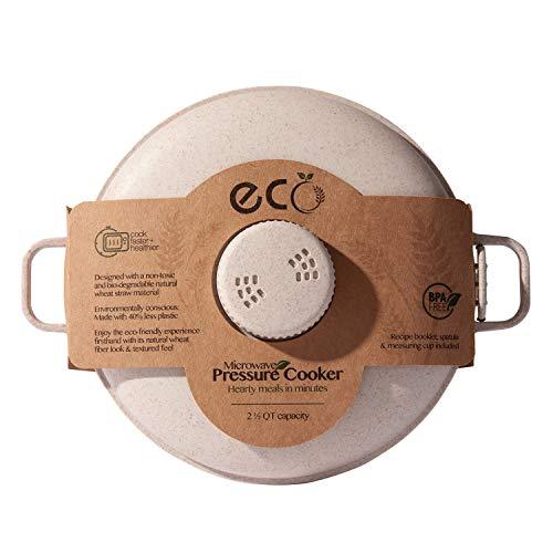 Handy Gourmet Eco Friendly Microwave Pressure Cooker - Easy Microwave Cooking - Easy & Fast Microwave Cookware for Rice, Chicken, Pasta, and More - Non-Toxic & Bio-degradable Material (Beige) - CookCave