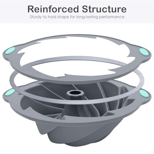 Chicrinum Silicone Bunte Cake Pan, Non-Stick 10-Inch Food Grade Silicone Cake Mold, Silicone Baking Pan with Metal Reinforced Frame More Strength - CookCave