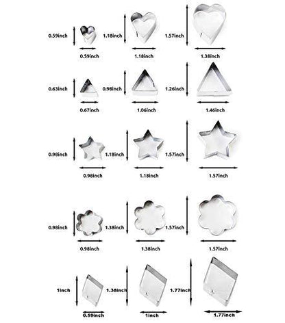 Mini Cookie Cutter Shapes Set - 30 Small Molds to Cut Out Pastry Dough, Pie Crust & Fruit - Tiny Stainless Steel Metal Stamps Star Flower Round Heart Square Triangle Oval Raindrop Geometric Shapes - CookCave