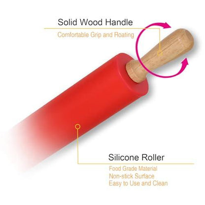 Rolling Pin for Baking with 2-Piece Silicone Baking Mats Measurement Guild, 12 Inch Small Silicone Dough Roller, Pastry Mat Fit Half & Quarter Sheet Pan, Good for Macaro, Cookies Baking - CookCave