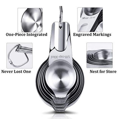 Measuring Cups Stainless Steel 7 Piece Stackable Set for Dry or Liquid Ingredients Measurement - Kitchen Gadgets & Utensils Metal Measuring Cups Best for Cooking & Baking - CookCave