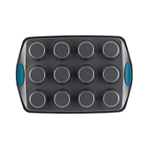 Rachael Ray Yum -o! Nonstick Bakeware 12-Cup Muffin Tin With Grips / Nonstick 12-Cup Cupcake Tin With Grips - 12 Cup, Gray - CookCave