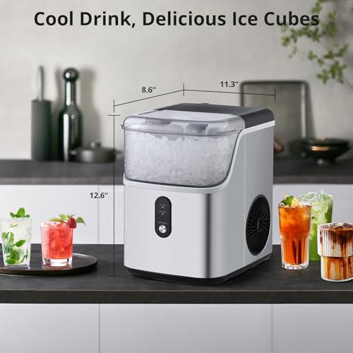 Litake Nugget ice Machine Maker countertop,Portable ice Maker,33lbs/24H,One-Click Operation,Self-Cleaning,Pellet Ice Maker for Home/Kitchen - CookCave
