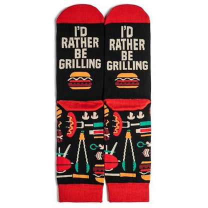 I'd Rather Be Grilling Socks Unisex for Men and Women - Funny BBQ Grill Gifts - CookCave