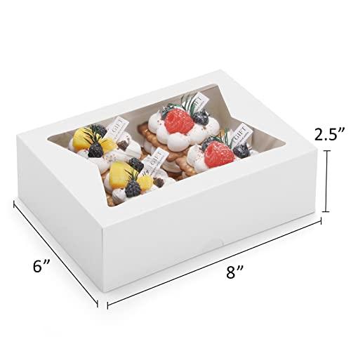 Eupako Cookie-Boxes-with-Window-8x6x2.5-Inhces-25pcs-Auto-Popup-Brown-Treat-Boxes for Bakery, Donuts, Candy, Pastry, Cupcakes, Biscuits, Chocolate Strawberries - CookCave