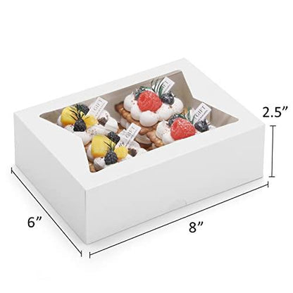 Eupako Cookie-Boxes-with-Window-8x6x2.5-Inhces-25pcs-Auto-Popup-Brown-Treat-Boxes for Bakery, Donuts, Candy, Pastry, Cupcakes, Biscuits, Chocolate Strawberries - CookCave