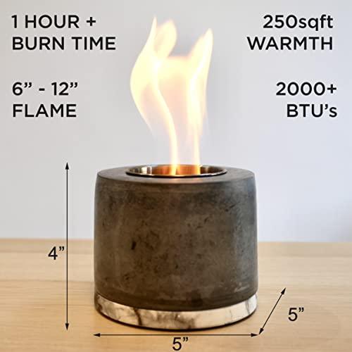 Roundfire Concrete Tabletop Fire Pit - Ethanol Fire Pit, Fire Bowl, Mini Personal Fireplace for Indoor & Garden - Bio Ethanol Fuel - CookCave