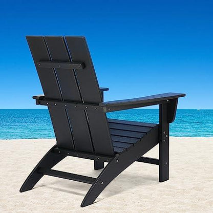 Poly Lumber Adirondack Chair, All-Weather Resistant Outdoor Patio Chairs, Look Like Wood, Pre-Assembled Outdoor Fire Pit Chair for Pool, Deck, Backyard, Garden, Black - CookCave