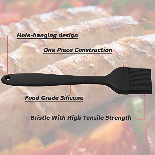 Silicone Basting Brush Set of Two Heat Resistant Long Handle Pastry Brush for Grilling, Baking, BBQ and Cooking (Black) - CookCave