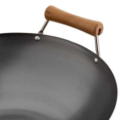 JOYCE CHEN Classic Series 14-Inch Carbon Steel Wok with Birch Handles - CookCave