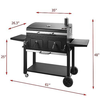 Charcoal Grill Outdoor BBQ Grill, Extra Large Cooking Area 794 Square Inches with Two Individual & Adjustable Charcoal Tray, Foldable Side Tables for Outdoor Cooking Backyard Camping Picnics By DNKMOR - CookCave