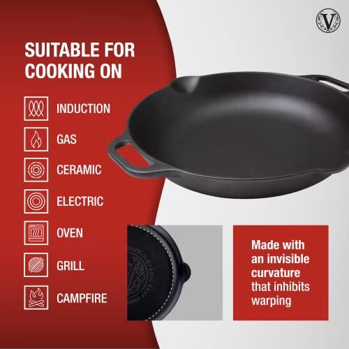 Victoria 13-Inch Cast Iron Skillet, Pre-Seasoned Cast Iron Frying Pan with Long Handle, Made in Colombia - CookCave