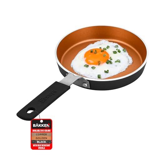Bakken- Swiss 2-Piece Mini Nonstick Egg Pan & Omelet Pan – Egg Pan [5.5''] with Copper Non-Stick, Skillet – Eco-Friendly –for Eggs Pancakes, for All Stoves - Non Toxic, Dishwasher Safe - CookCave
