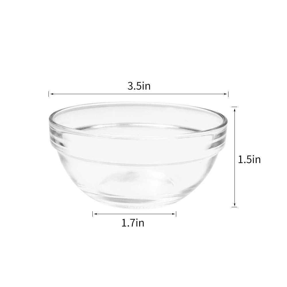 SZUAH 3.5 Inch Small Glass Bowls 12 Pack Prep Bowls Serving Bowls 4.5 OZ Microwavable Stackable Clear Glass Bowls for Kitchen, Dessert, Dips, Nut and Candy Dishes, Dishwasher Safe - CookCave