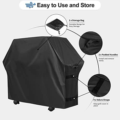 OutdoorLines Waterproof Heavy Duty BBQ Grill Cover - Universal Barbecue Grill Covers UV Resistant Barbeque Gas Grill Cover for Outdoor Universal Grills, 58L x 24W x 44H Inch, Black - CookCave