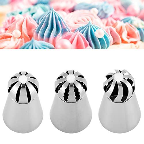 Suuker 3pcs/set Cake Icing Nozzles,Professional Ball Russian Piping Tips Lace Mold Pastry Cake Decorating Tool,Stainless Steel Cream Buttercream Cake DIY Baking Pastry Tools(Silver) - CookCave